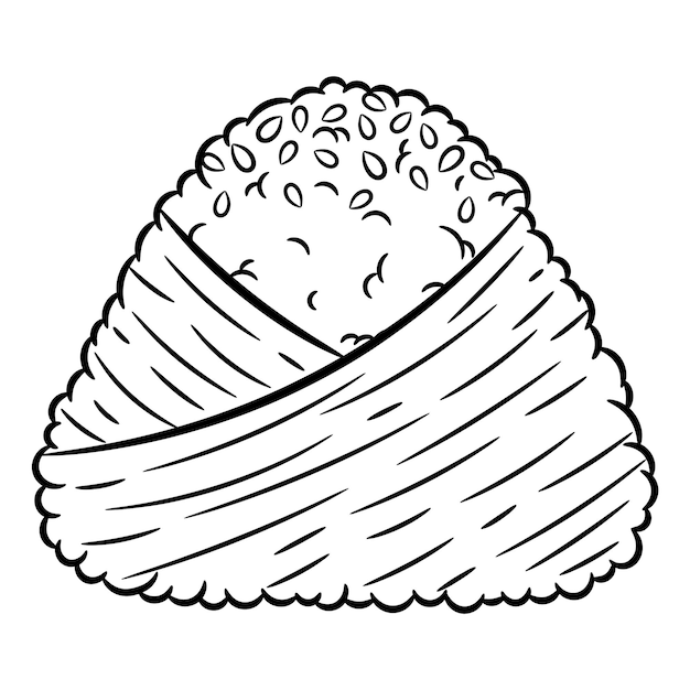 Dibujo de arroz onigiri japonés para colorear