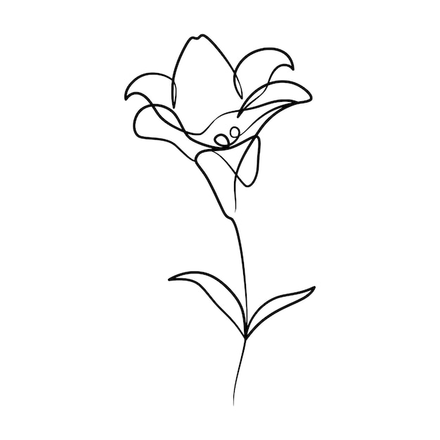 Dibujo de arte continuo de una línea de flor de lirio de belleza