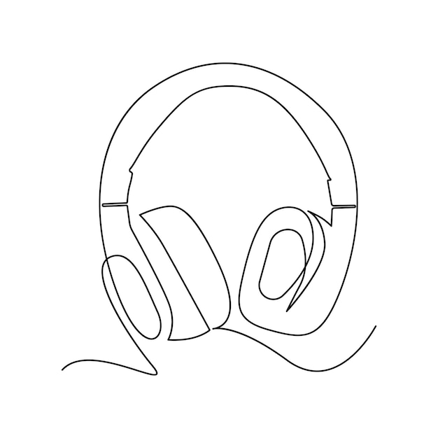 Dibujo de arte continuo de una sola línea de un altavoz de auriculares inalámbricos e ilustración vectorial de contorno