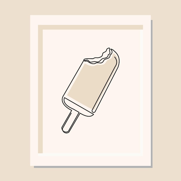 Dibujo de arte continuo de una sola línea de ilustración de vector de palo de helado fresco