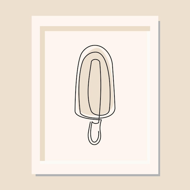 Dibujo de arte continuo de una sola línea de ilustración de vector de palo de helado fresco