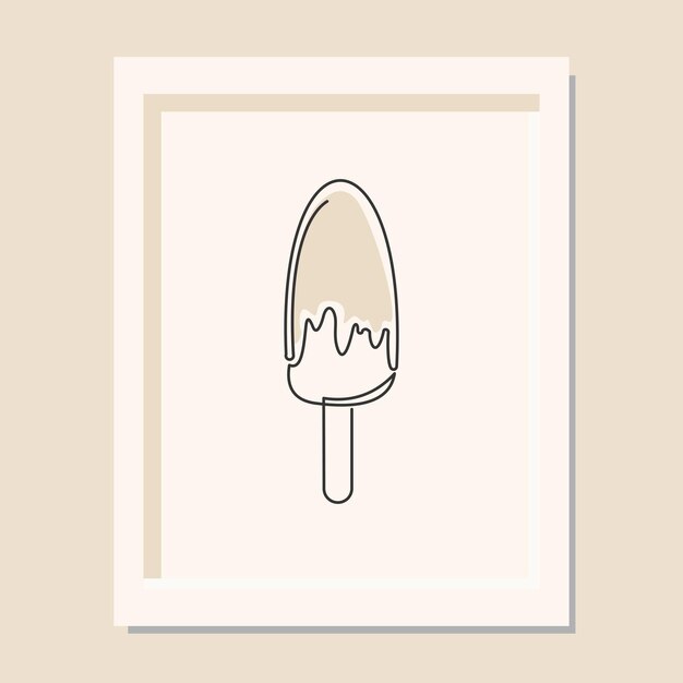 Dibujo de arte continuo de una sola línea de ilustración de vector de palo de helado fresco