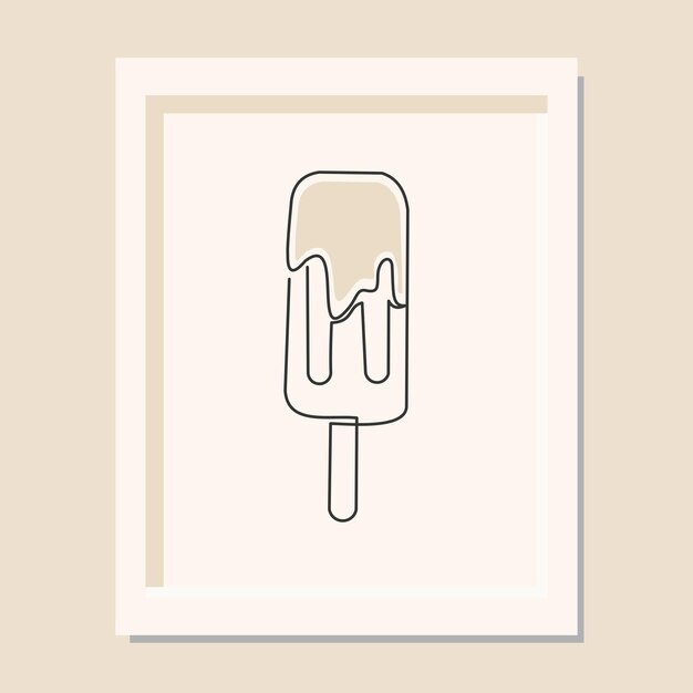 Dibujo de arte continuo de una sola línea de ilustración de vector de palo de helado fresco
