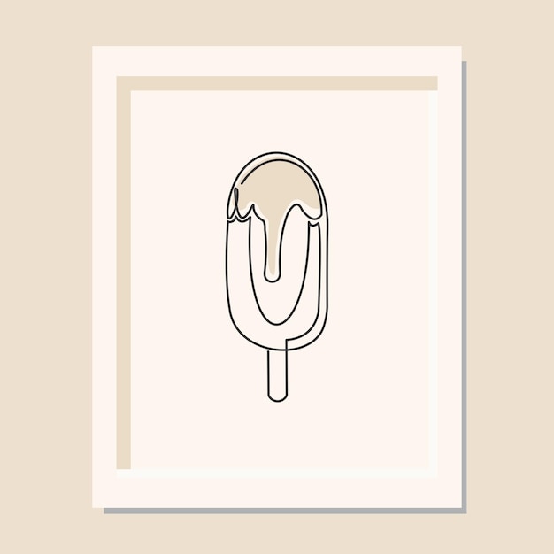 Dibujo de arte continuo de una sola línea de ilustración de vector de palo de helado fresco