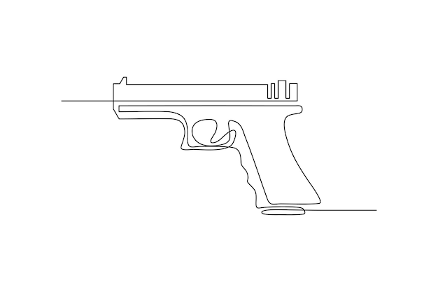 dibujo de arte de línea continua de un arma de policía