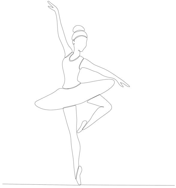 Dibujo de arte de línea continua. Bailarina bailarina bailarina. Ilustración vectorial