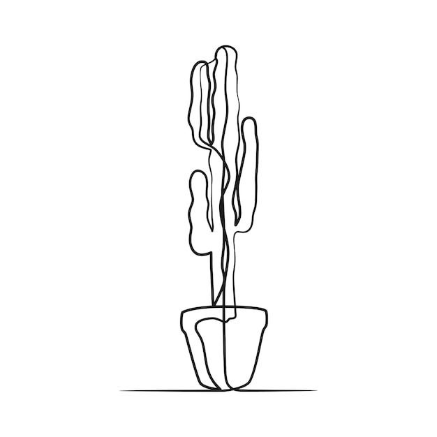 Dibujo de arte de una línea continua de cactus