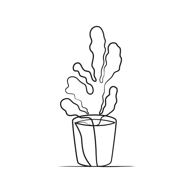 Dibujo de arte de una línea continua de cactus