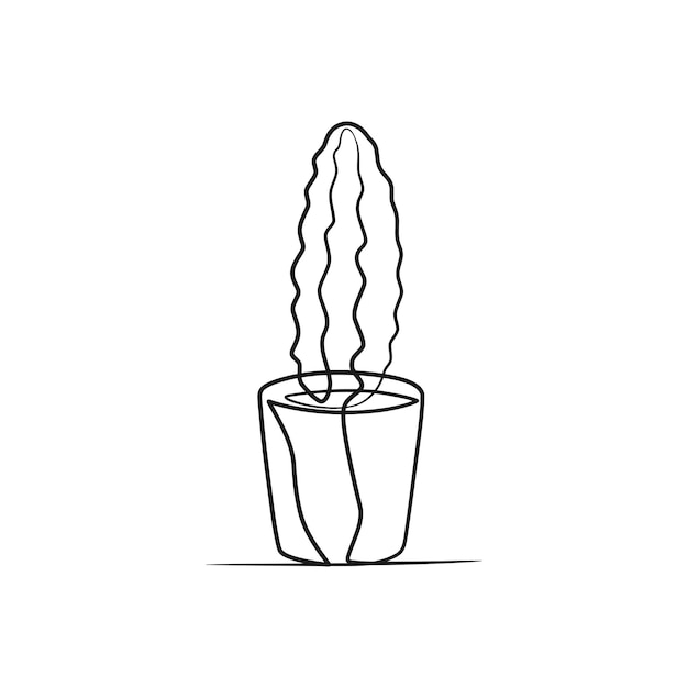 Dibujo de arte de una línea continua de cactus