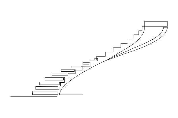 dibujo de arte de línea continua de escaleras