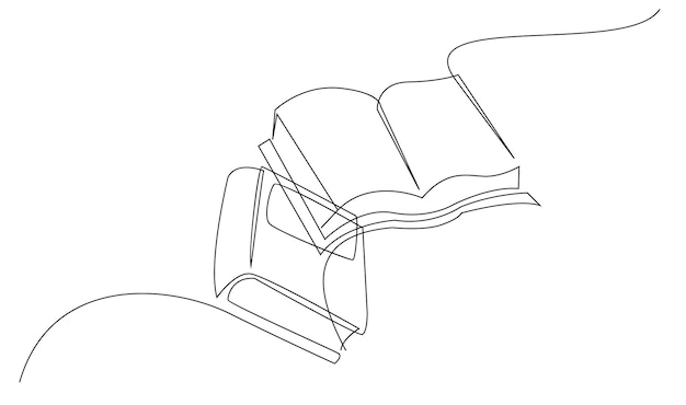 Dibujo de arte de línea continua de la ilustración de libros