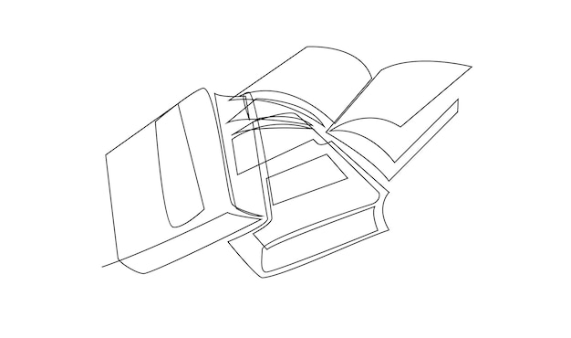 Dibujo de arte de línea continua de la ilustración de libros