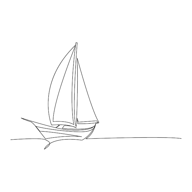 dibujo de arte de línea continua ilustraciones de barcos de vela vectores de amp