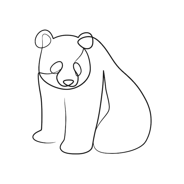 Dibujo de arte de línea continua de oso panda