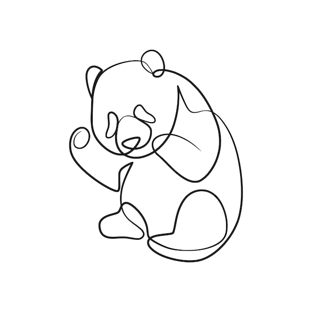 Dibujo de arte de línea continua de oso panda