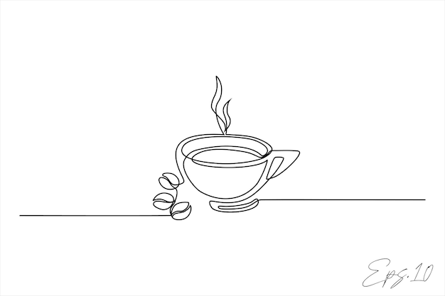 dibujo de arte de línea continua de una taza de café