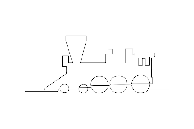 dibujo de arte de línea continua de tren de vapor