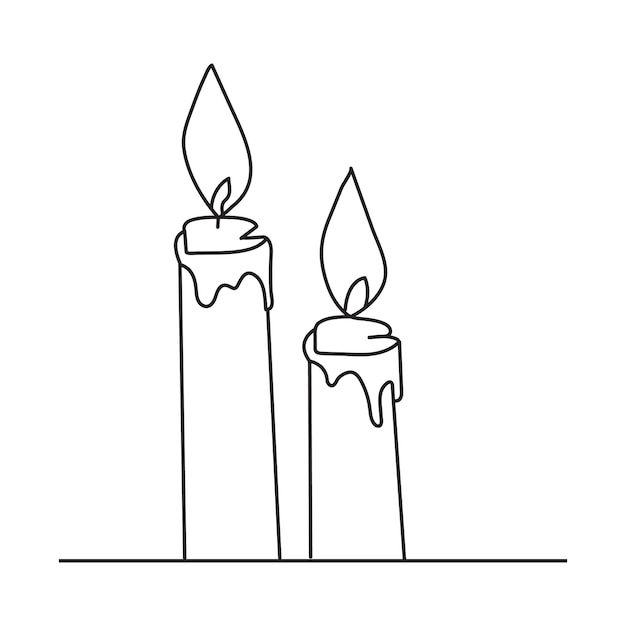 Dibujo de arte de una línea continua de vela Ilustración vectorial