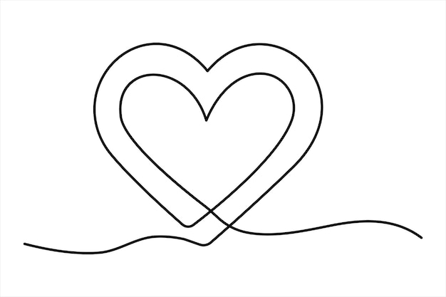 Dibujo de arte de línea única continua de corazón Ilustración vectorial de Doodle minimalista