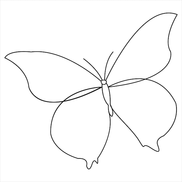 Dibujo de arte de línea única continua de mariposa simple e ilustración vectorial de arte de línea de mariposa.