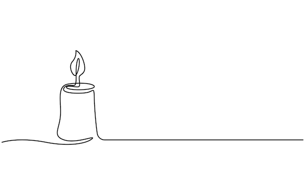 Dibujo de arte en línea única continua de vela y dibujo de arte vectorial de contorno minimalista Candlest