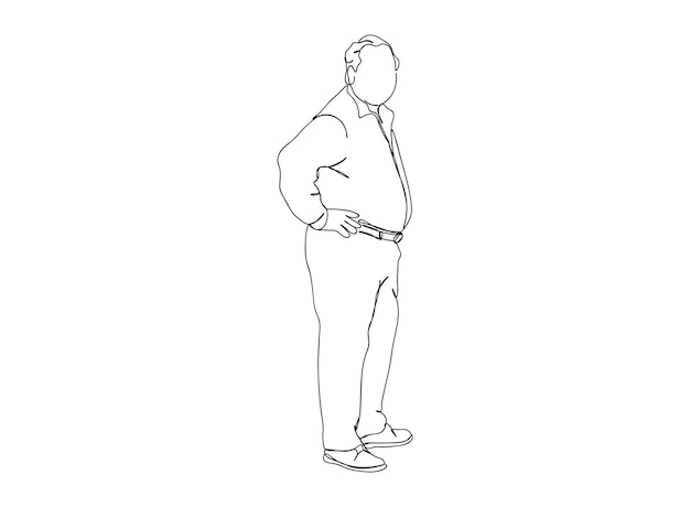 Dibujo de arte de una sola línea de anciano continúa ilustración de vector de línea