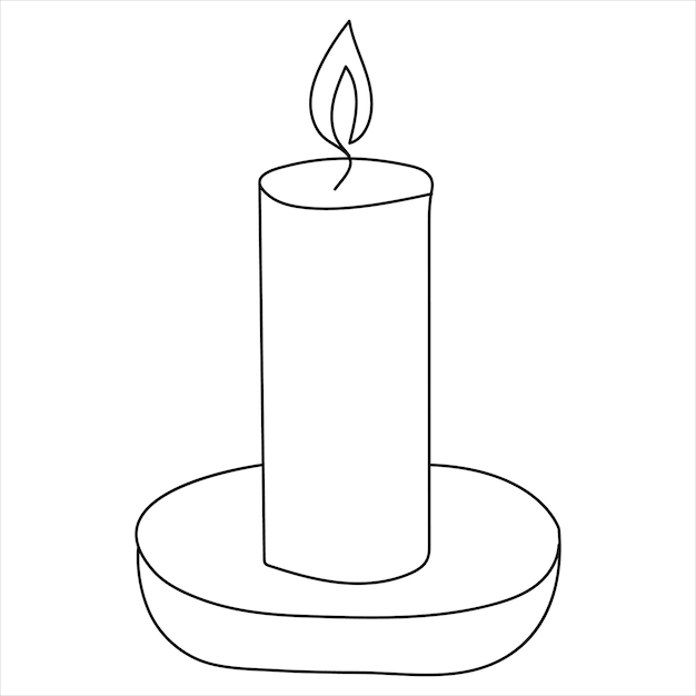Dibujo de arte de una sola línea continua de vela y dibujo de arte vectorial de contorno minimalista