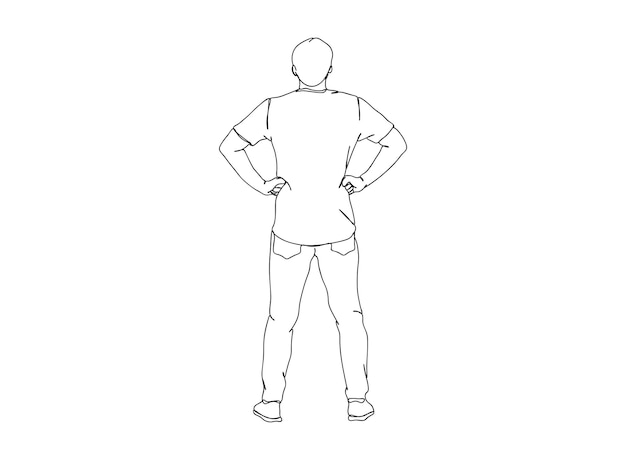 El dibujo de arte de una sola línea de hombre, niño continúa la ilustración de vector de línea