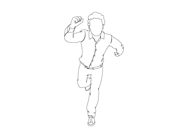 El dibujo de arte de una sola línea de hombre, niño continúa la ilustración de vector de línea