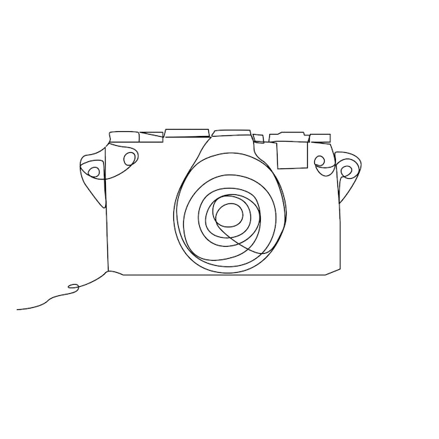 Dibujo de arte vectorial de contorno de cámara continua de una línea