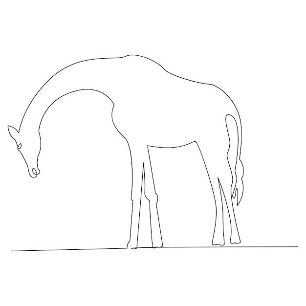 Dibujo de arte vectorial de contorno continuo de una línea de jirafa y diseño minimalista simple