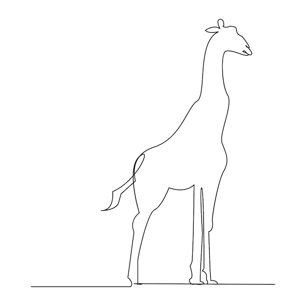 Dibujo de arte vectorial de contorno continuo de una línea de jirafa y diseño minimalista simple