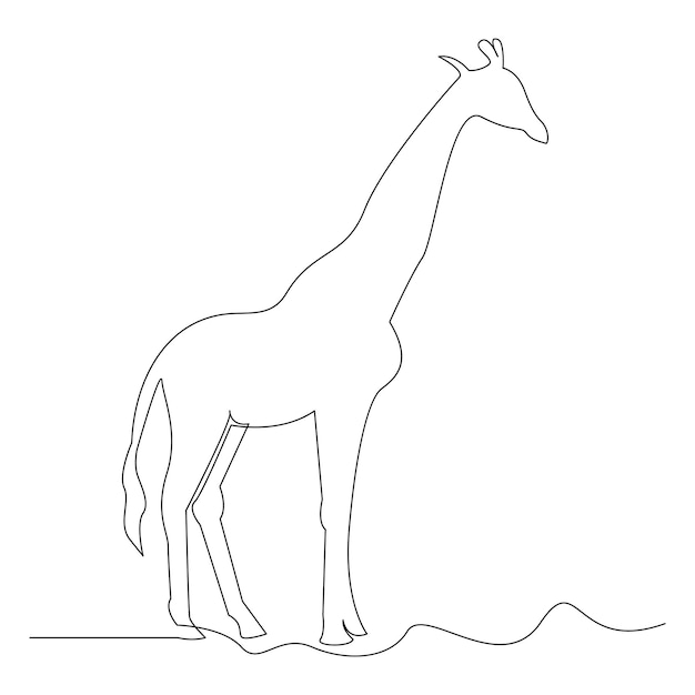 Dibujo de arte vectorial de contorno continuo de una línea de jirafa y diseño minimalista simple
