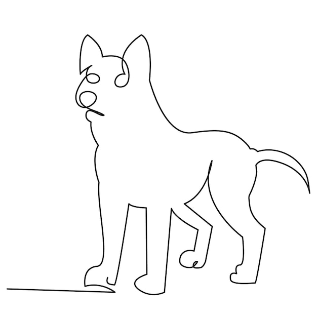 Dibujo de arte vectorial de contorno de mascota de perro de una línea continua