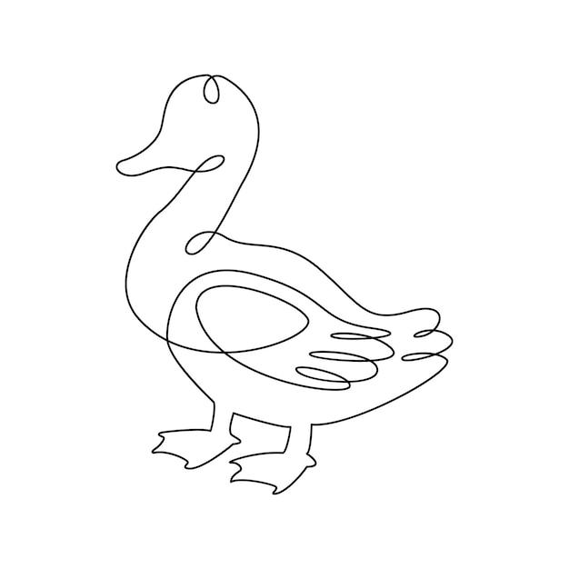 Dibujo de arte vectorial y diseño de tatuaje de pato único continuo de una línea fuera de línea