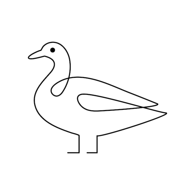 Dibujo de arte vectorial y diseño de tatuaje de pato único continuo de una línea fuera de línea