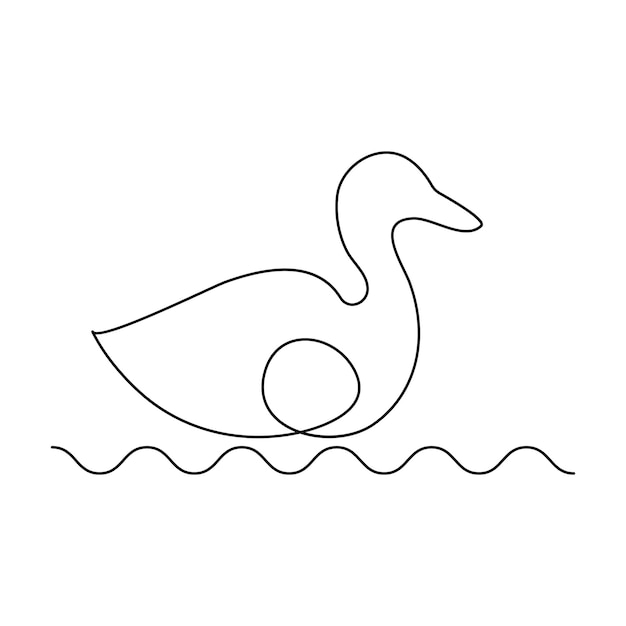 Dibujo de arte vectorial y diseño de tatuaje de pato único continuo de una línea fuera de línea