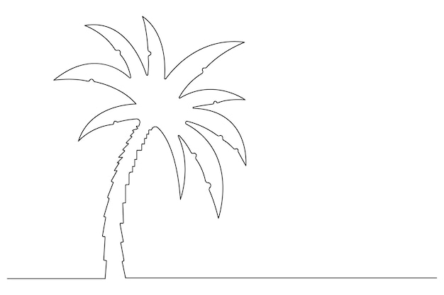 Dibujo artístico continuo de una línea de árbol de palma de ilustración vectorial de contorno aislado