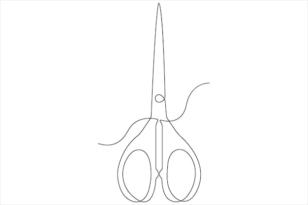 Dibujo artístico continuo de una línea de diseño de ilustración vectorial de tijeras