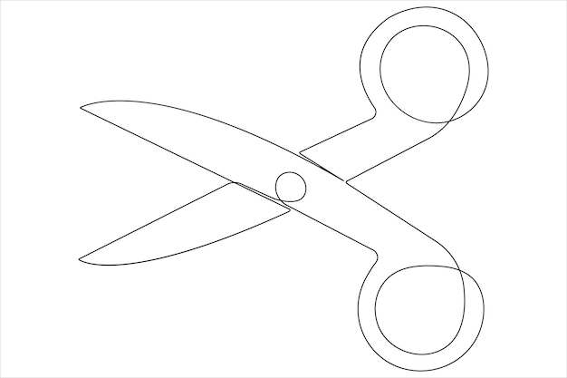 Dibujo artístico continuo de una línea de diseño de ilustración vectorial de tijeras