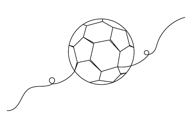 Dibujo artístico continuo de una línea de fútbol de ilustración vectorial de contorno aislado