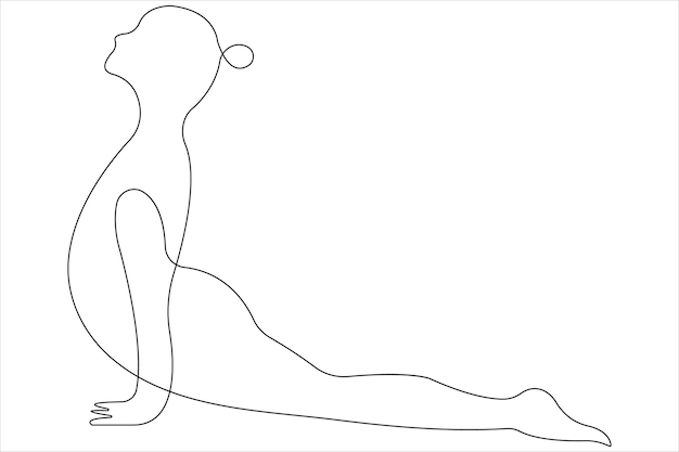 Dibujo artístico continuo de una línea de un hombre haciendo ejercicio en la postura de yoga ilustración vectorial de contorno