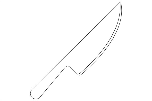 Dibujo artístico continuo de una línea de ilustración vectorial del contorno del cuchillo