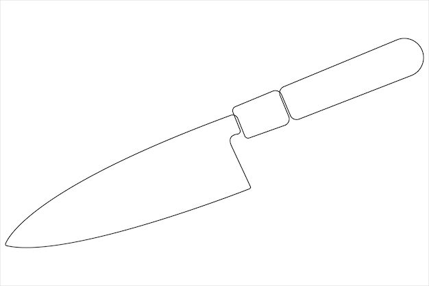 Dibujo artístico continuo de una línea de ilustración vectorial del contorno del cuchillo