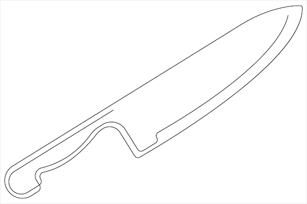 Dibujo artístico continuo de una línea de ilustración vectorial del contorno del cuchillo