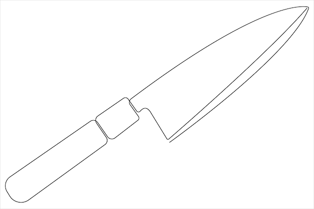 Dibujo artístico continuo de una línea de ilustración vectorial del contorno del cuchillo