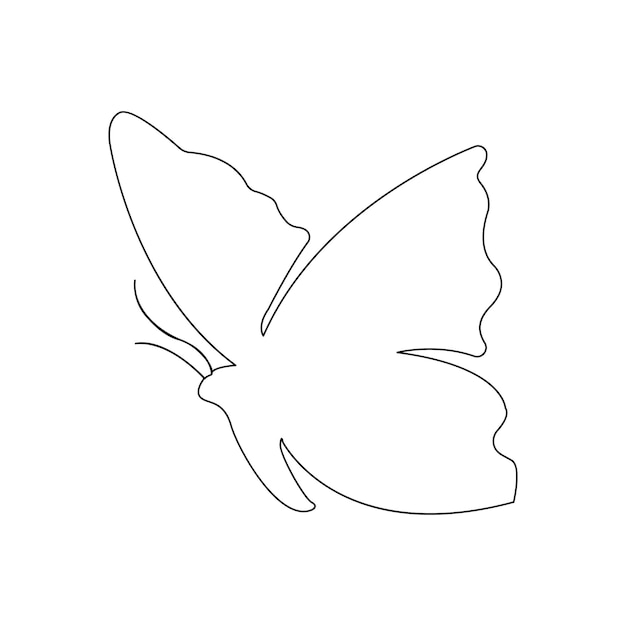 Dibujo artístico continuo de una línea de mariposa volando contorno