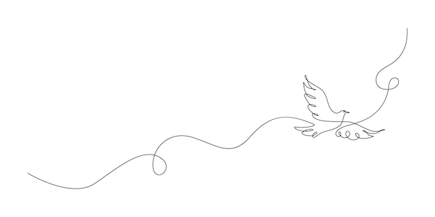 Dibujo artístico continuo de una línea de un pájaro volando