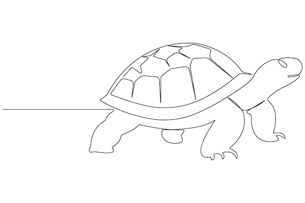 Dibujo artístico continuo de una línea de tortuga marina concepto de ilustración minimalista de contorno vectorial