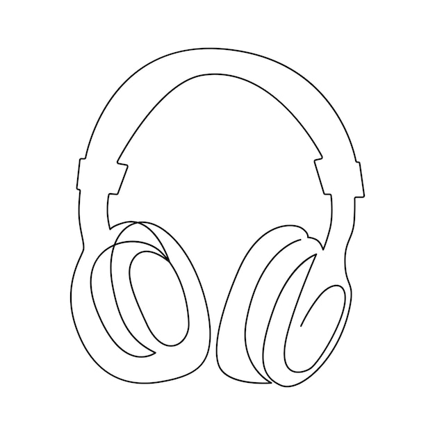 Dibujo artístico continuo de una línea única de un altavoz de auriculares inalámbricos e ilustración vectorial de contorno